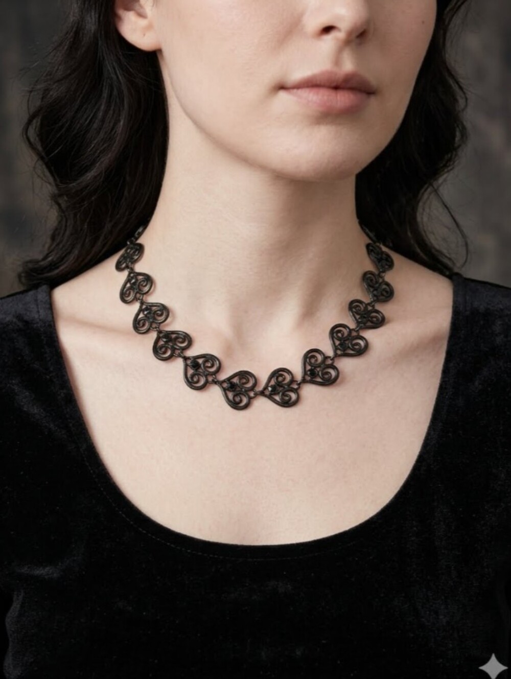 Gothic Black Heart Metal Necklace